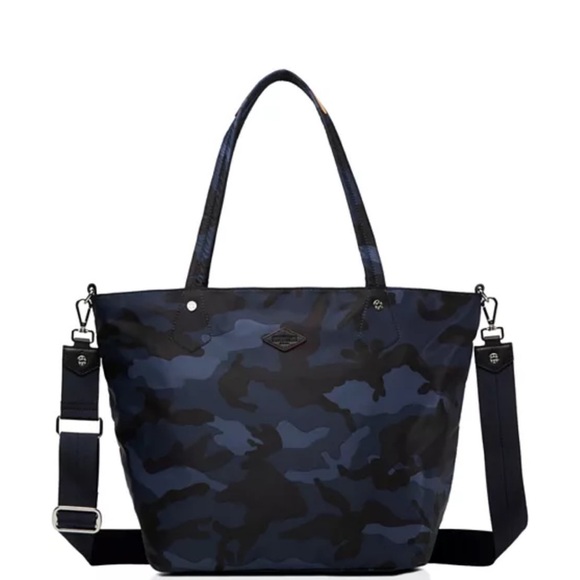 MZ WALLACE Blue Camo Medium Soho Tote Detachable Strap Pouch DustBag - Picture 1 of 15